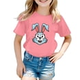 thumbnail image 1 of Toimothcn Baby Girls T-Shirts Happy Easter Cute Cartoon Rabbit Carrot Graphic Printed Short Sleeve Crew Neck Soft Loose Comfortable Tees 5-6 Years, 1 of 3