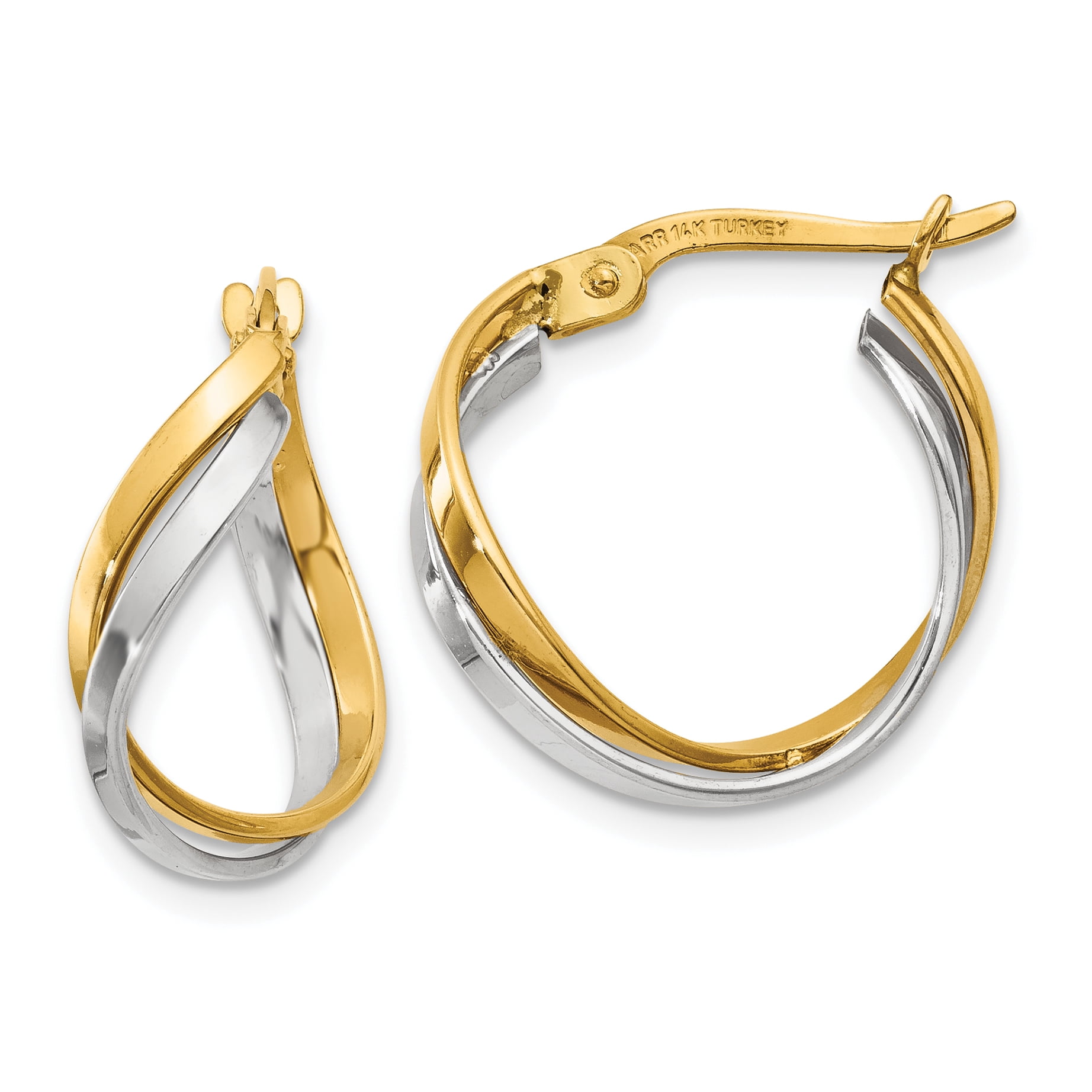 Shiny Two-Tone Hoop Earrings For Women - Gold & Silver Thick Hoop Charm Earrings