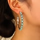 thumbnail image 4 of Pendientes de turquesa estilo occidental retro con forma de C y círculo grande de turquesa, modernos y elegantes, ajuste cómodo, estilo occidental vintage, 4 of 5