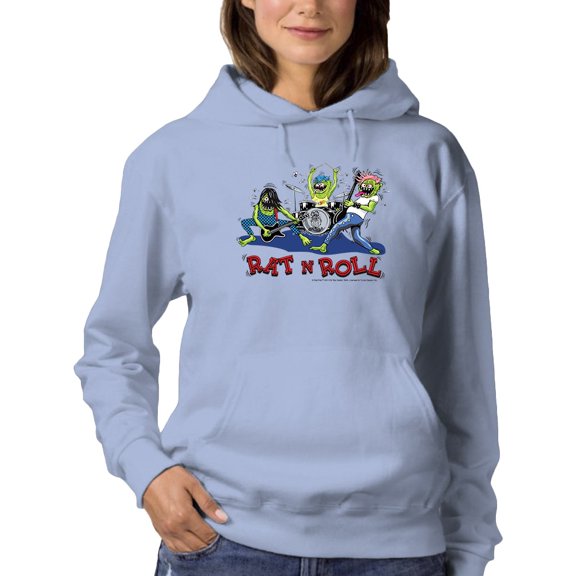 Rat Fink Rat N Roll Band Hoodie Women -T-Line Designs, Female Large