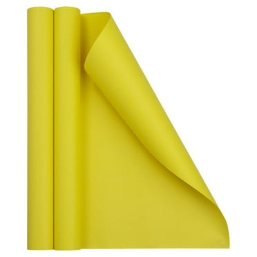 JAM Paper Matte Wrapping Paper, 52.6 Sq ft Total (17 in x 18 Ft Each), Yellow, 2 Rolls