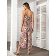 thumbnail image 2 of CALIPESSA Summer Pink Floral Print One Piece Casual Jumpsuits For Women, 2 of 5