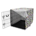 thumbnail image 3 of Emoticon Dog Crate Cover, Colorful Fun Music Themed Pattern with Instruments Cassettes Boombox Hand Gestures, Easy to Use Pet Kennel Cover for Dogs, 35" x 23" x 27", Multicolor, by Ambesonne, 3 of 6