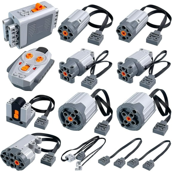 13-in-1 Motors Set Compatible with Technic Bricks, Power Function Kit Parts Includes M L XL Servo Motor AA Battery Box, 2.4G Remote Control Receiver, Christmas and Birthday Gifts for MOC Lovers