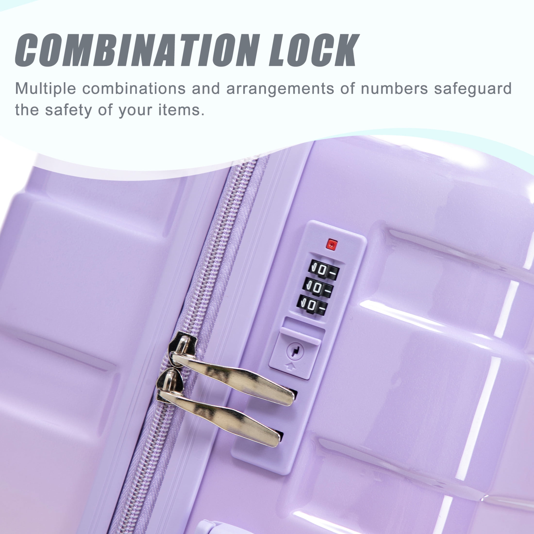 Noble House Vance 20"/24"/28" Hardshell Luggage Set with Combination Lock, Gradient Pattern, Pink & Purple, Set of 3