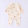 thumbnail image 2 of KPOPLK Baby Pajamas with Mitten Cuffs Tie Front 3 6 9 12 18 Months Infant Newborn Cotton Long Sleeve Footie Pjs Outfit Size 0-1 Months, 2 of 4
