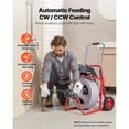thumbnail image 2 of KFFKFF 75 FT x 1/2 Inch Drain Cleaner Machine with Auto-Feed, Portable Sewer Snake with 8 Cutters, Air-Activated Foot Switch, and Wheels for 2" to 6" Pipes, 2 of 9