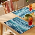 thumbnail image 4 of Blue Coastal Placemats Set of 12 Summer Ocean Sea Nautical Beach Place Mats Indoor Wipeable Table Mats Washable Cloth Dining Table Placemats for Kitchen Holiday Party Home Decor 13x19 Inch, 4 of 9