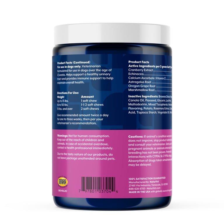 NaturVet Dog Supplement for Healthy Urinary Tract & Immune System