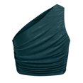 thumbnail image 5 of Nuevo chaleco liso plisado sin mangas con hombro inclinado corto sin tirantes Sexy para mujer Fridja qr2128, 5 of 5