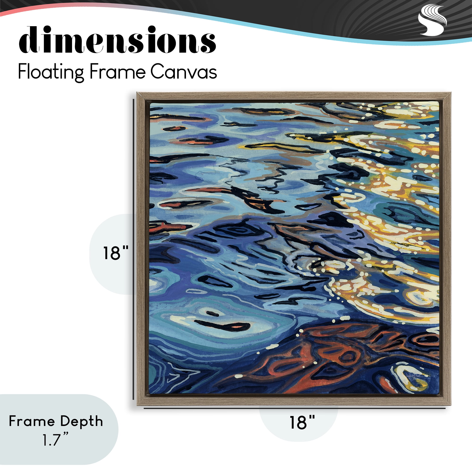 Stupell Industries Sunrise on Rippling Water Brown Framed Floater Canvas Wall Art, design by Kate Jarvik Birch