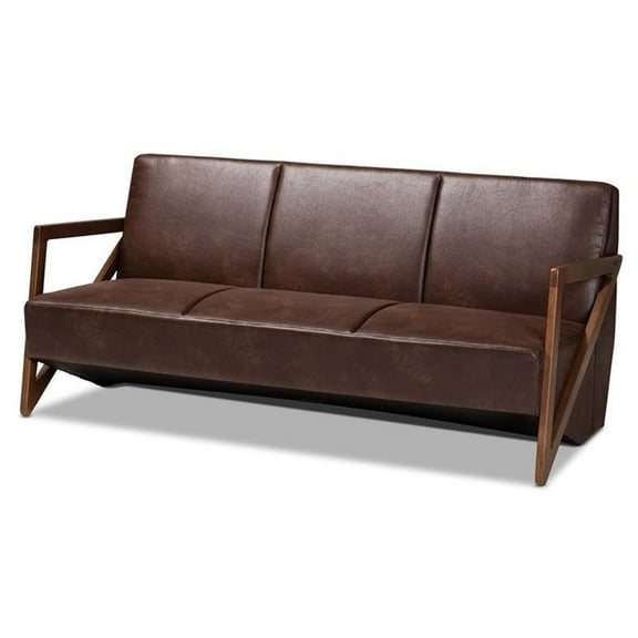 Bowery Hill Dark Brown and Walnut Brown Finished Wood Sofa