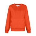 thumbnail image 4 of Gteyoijn Orange Women's V Neck Sweatshirt Fleece Cute Pocket Sweatshirts No Hood Oversized Comfy Soft Fall Winter Tops Women's Hoodless Sweatshirt Women Blending Shirts Black Hoodies Womanl, 4 of 4