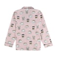 thumbnail image 2 of P.J. Salvage Womens Insert Coffee To Begin Button Down Pajama Tops, Pink, Small, 2 of 2