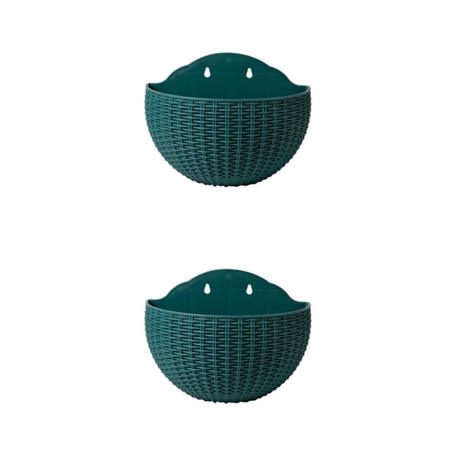 Maytalsory Wall Plastic Pot For Easy Installation And Wide Usage ABS Plastic Flowerpot Flower Pot Widely Used Drainage Blackish Green 2Set