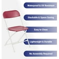 thumbnail image 3 of TentandTable Plastic Folding Chairs, Red, 10 Pack, 3 of 9