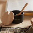 thumbnail image 3 of Bouclair Black Ceramic Salt Jar with Bamboo Lid and Spoon, 3 of 5