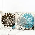 thumbnail image 4 of Brown Blue Decorative Throw Pillow Covers 20x20 Inch Pillow Covers for Couch Living Room Bedroom Outdoor,Modern Sofa Throw Pillow Cover,Farmhouse Geometric Floral Linen Square Pillow Case,Set of 2, 4 of 6