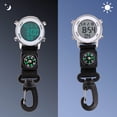 thumbnail image 4 of Pocket Watch Multifunctional Quartz Movement Life Waterproof Digital Display Accurate Compass Round Dial Sports Hiking Carabiner Pocket Watch Vintage Clock for Daily Life, 4 of 7