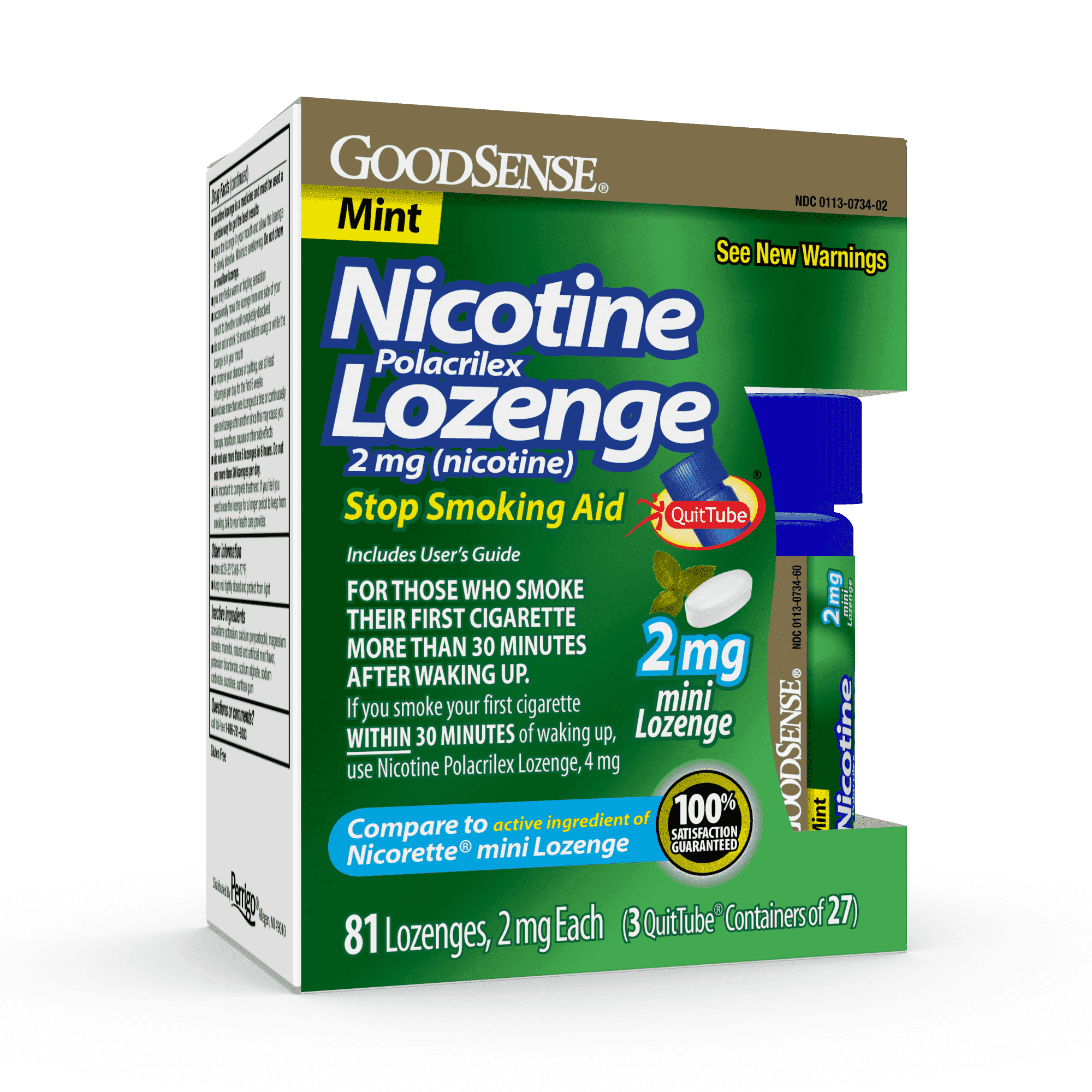 GoodSense Nicotine Mini Lozenge 2mg, Mint, Sugar Free, Quit Smoking Aid, 81 ct.