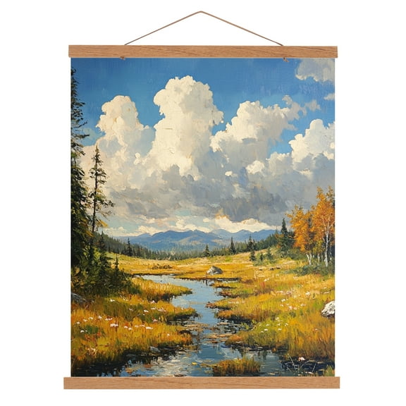Uxcell 1 Set Magnetic Poster Hanger Frame 20.07" Wooden Magnet Picture Hangers Frames Wide Hanging Kit Brown