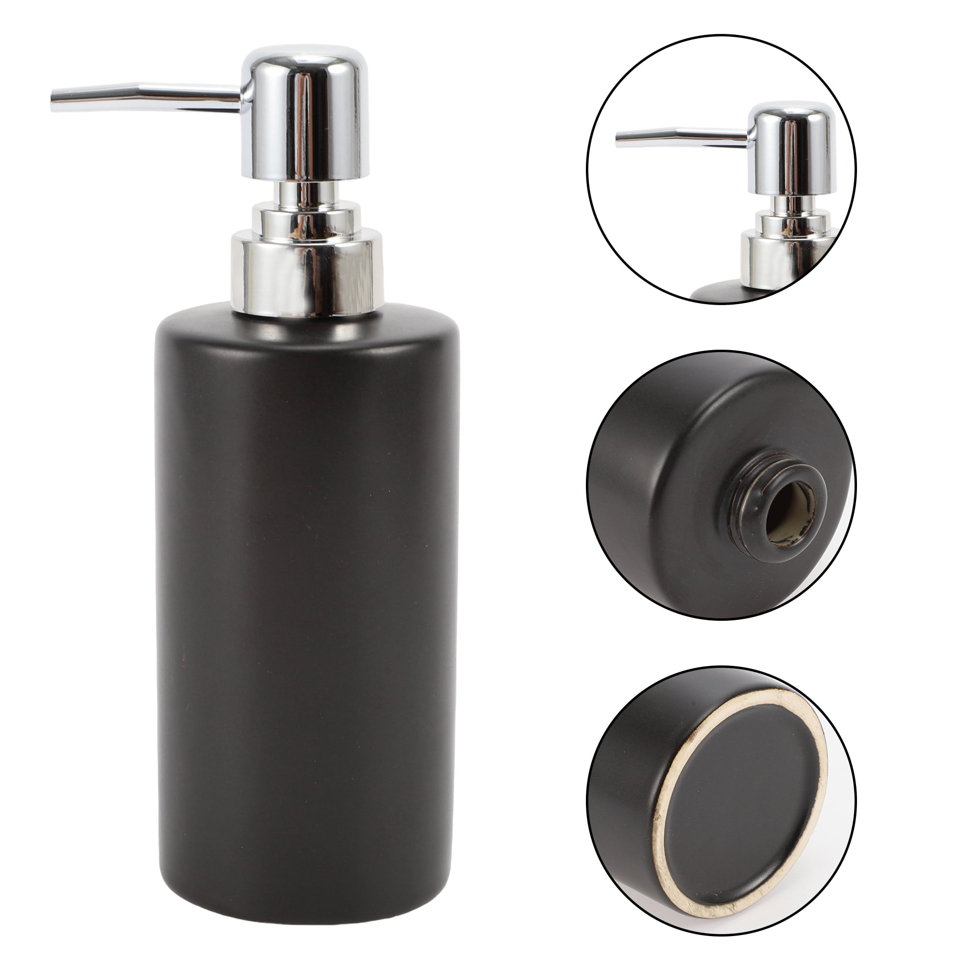 Unique Bargains 1 Pc Simple Cylindrical Soap Pump Dispenser for Bathroom Hotel 300ml Black