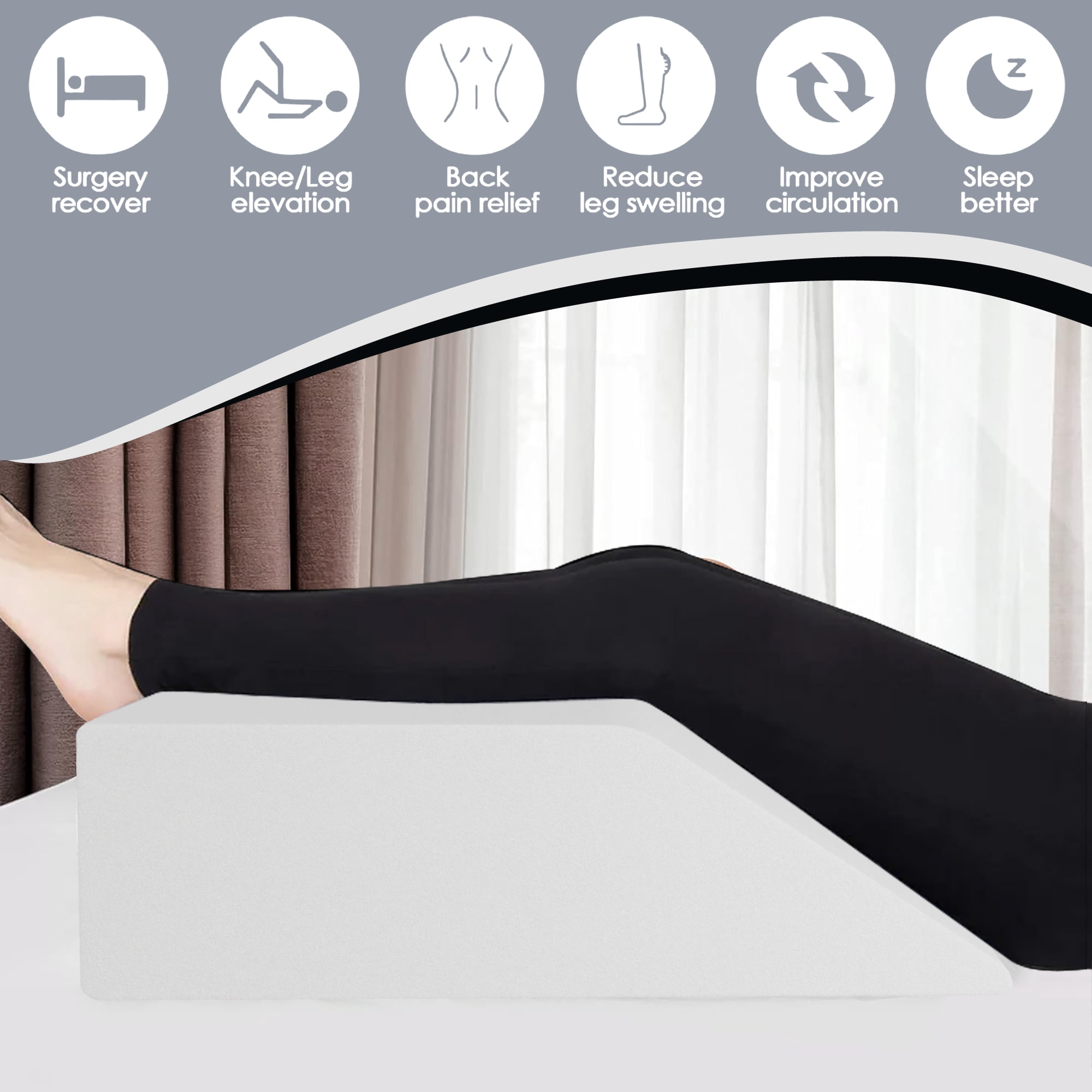 Continental Sleep - Leg Pillow , Foam Wedge- Improves Blood Circulation, Relieves, 21" x 23" x 7", White