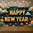 thumbnail image 3 of Floral Design Happy New Year Banner Pattern New Year Display 3D Lettering Colorful Decor Festive Backdrop for New Year Party Holiday Celebration Indoor Decor, 3 of 9