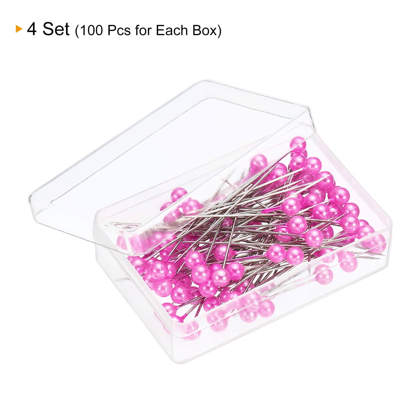 Unique Bargains Pearlized Sewing Pins Set Stainless Steel Ball Head Needle Pink 4 Sets