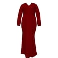 thumbnail image 3 of MAWCLOS Robes Maxi pour Femmes Grande Taille Robe Longue Col en V Décontractée Ample Manches de Vacances Rouge Vin TG, 3 of 3