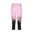 thumbnail image 4 of Lroveb Capri Leggings for Women Breast Cancer Awareness Pants High Waisted Pink Ribbon Printed Yoga Pants with Pockets Purple, 4 of 4