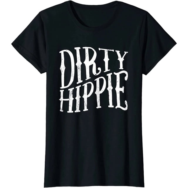 Playera para Mujer con Frase "Dirty Hippie" Divertida, Casual, Talla S, Color Negro
