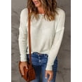 thumbnail image 6 of Asyoly Women Crochet Knit Pullover Sweater Crewneck Long Sleeve Lightweight Solid Color Jumper Tops, 6 of 6