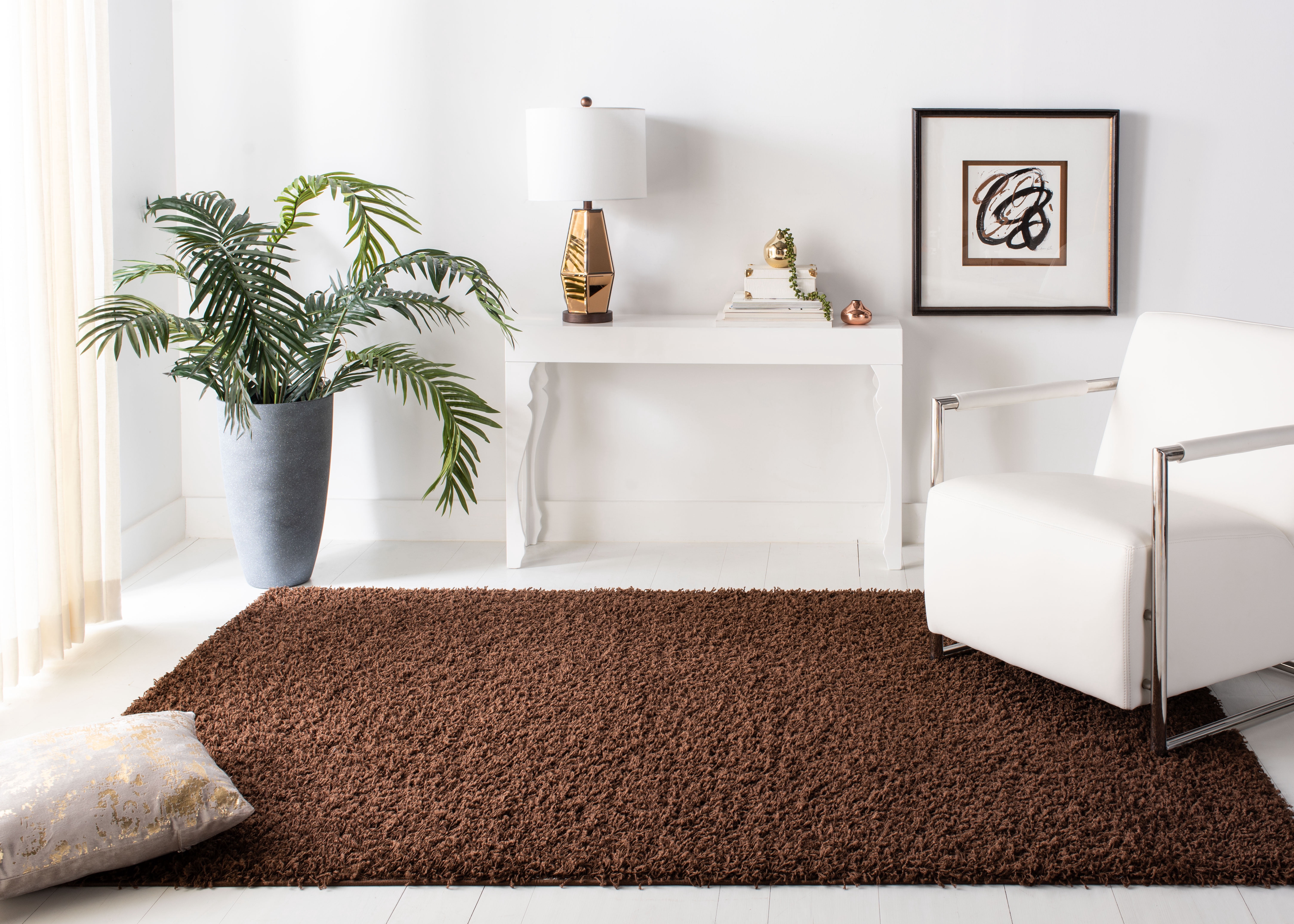 Safavieh Athens Talia Solid Shag Area Rug, Brown, 5'1" x 7'6"