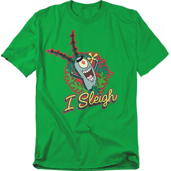 Spongebob Squarepants I Sleigh, Plankton Christmas Wreath Unisex Adult T Shirt