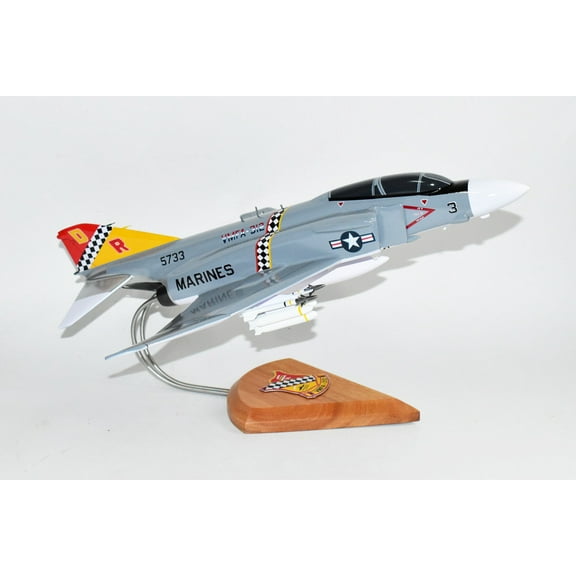VMFA-312 Checkerboards F-4J Model,1/42 (18") Scale, Mahogany, Marines, Fighter