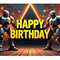 thumbnail image 2 of Happy Birthday Backdrop Banner for Robot Themed Parties Photo Backgrounds Celebration Events Stage Decor Festive Display SciFi Gatherings, 2 of 3