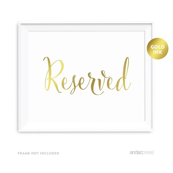 Reserved Metallic Gold Wedding Party Signs
