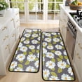 thumbnail image 4 of Kitchen Rugs Sets Of 2,Darkgray Daisy Flower Green Leaves Pattern Anti Fatigue Kitchen Mat Rugs Non Slip Washable,Decorative Kitchen Floor Mats for Kitchen,Sink,Laundry,17"x47"+17"x47", 4 of 5