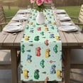 thumbnail image 4 of Teal Cartoon Truck Table Runner 90 Inches, Funny Cute Colorful Car Tree Polka Dot Bed Runner Dresser Scarves Tabletop for Indoor Outdoor Parties/Ceremony/Banquet, 13" x 90", 4 of 9