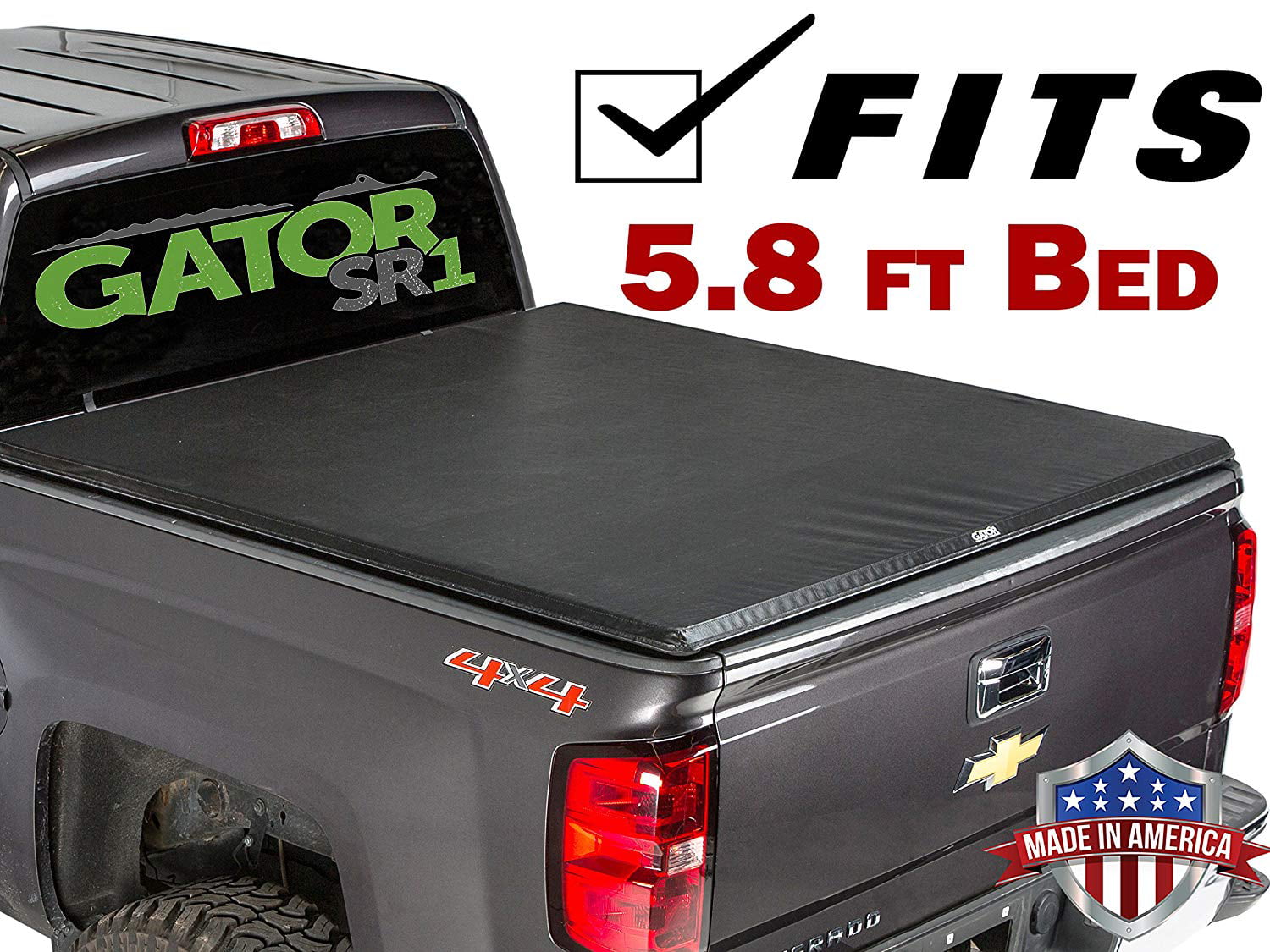 Gator ETX Soft Roll Up Truck Bed Tonneau Cover Made in the USA 5.8 Bed 137245 New Body Style fits 2019 GMC Sierra/Chevy Silverado 1500 