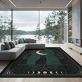 thumbnail image 2 of ODIKA 8'x10' Washable Area Rug Durable, Non-Slip Dark Teal Gold Celestial Cat Design Mystical Moon and Starry Night Motif for Living Room, Under Sectional, Family, 2 of 7