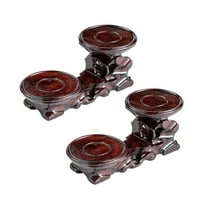 THY Collectibles Pack of 2 Oriental Rosewood 2-Plant Stands, Small Plant Stand for Indoor Tabletop Desktop, Mini Succulent Window Shelf, Herb Display Rack for Home and Office (L8.5" x W3.5" x H3.25")