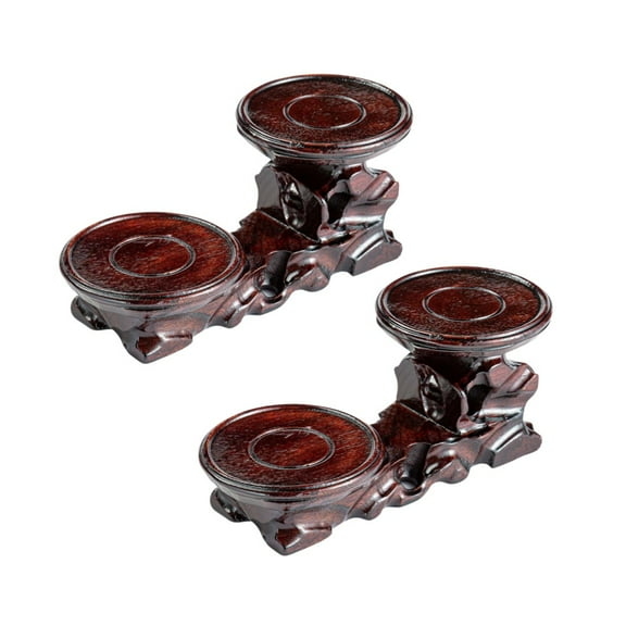 THY Collectibles Pack of 2 Oriental Rosewood 2-Plant Stands, Small Plant Stand for Indoor Tabletop Desktop, Mini Succulent Window Shelf, Herb Display Rack for Home and Office (L8.5" x W3.5" x H3.25")