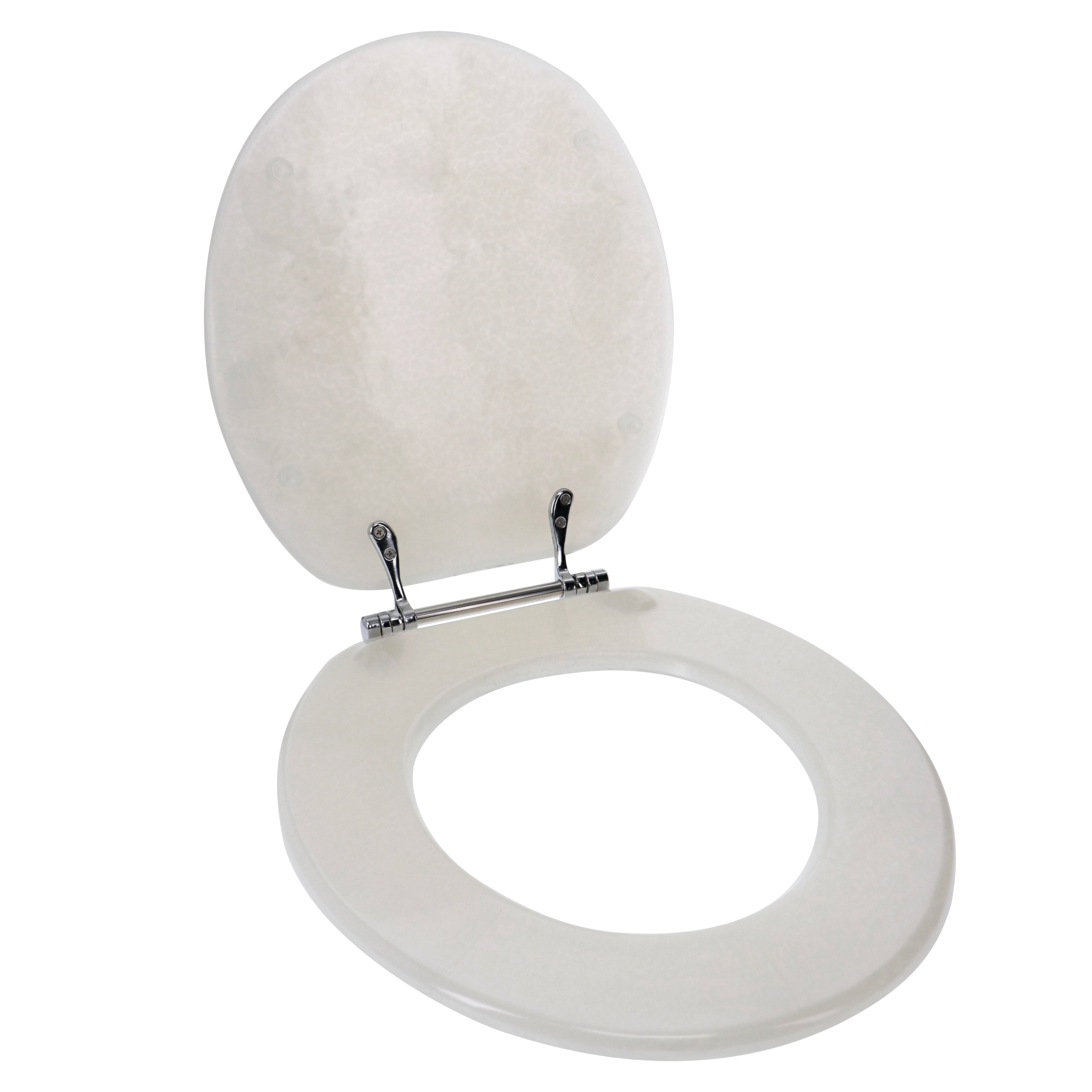 Ginsey Round Resin Decorative Toilet Seat with Chrome Hinges, Capice
