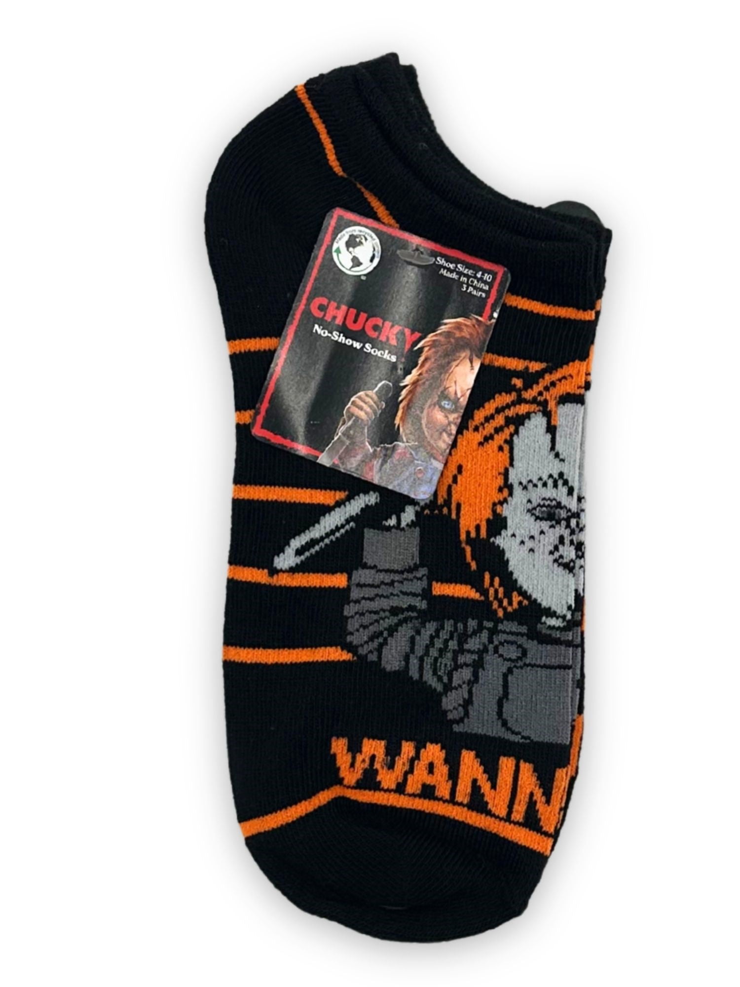 Chucky Women's Halloween No-Show Socks, 3-Pack, Size 4-10