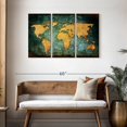 thumbnail image 3 of Elephant Stock Grunge World Map Wall Art - Horizontal Multi Panel Canvas - Living Room Wall Decor - Map Multi Panel - Black And Orange Decor - 45" x 28", 3 of 8