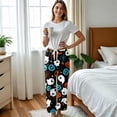 thumbnail image 6 of Women's Halloween Pajama Pants, Halloween Sweatpants Funny Pumpkin Print Wide Leg Harem Lounge Pants with Drawstring Elastic Waist Pajama Bottoms Sleepwear Matching Pajamas Halloween Christmas Gifts, 6 of 7