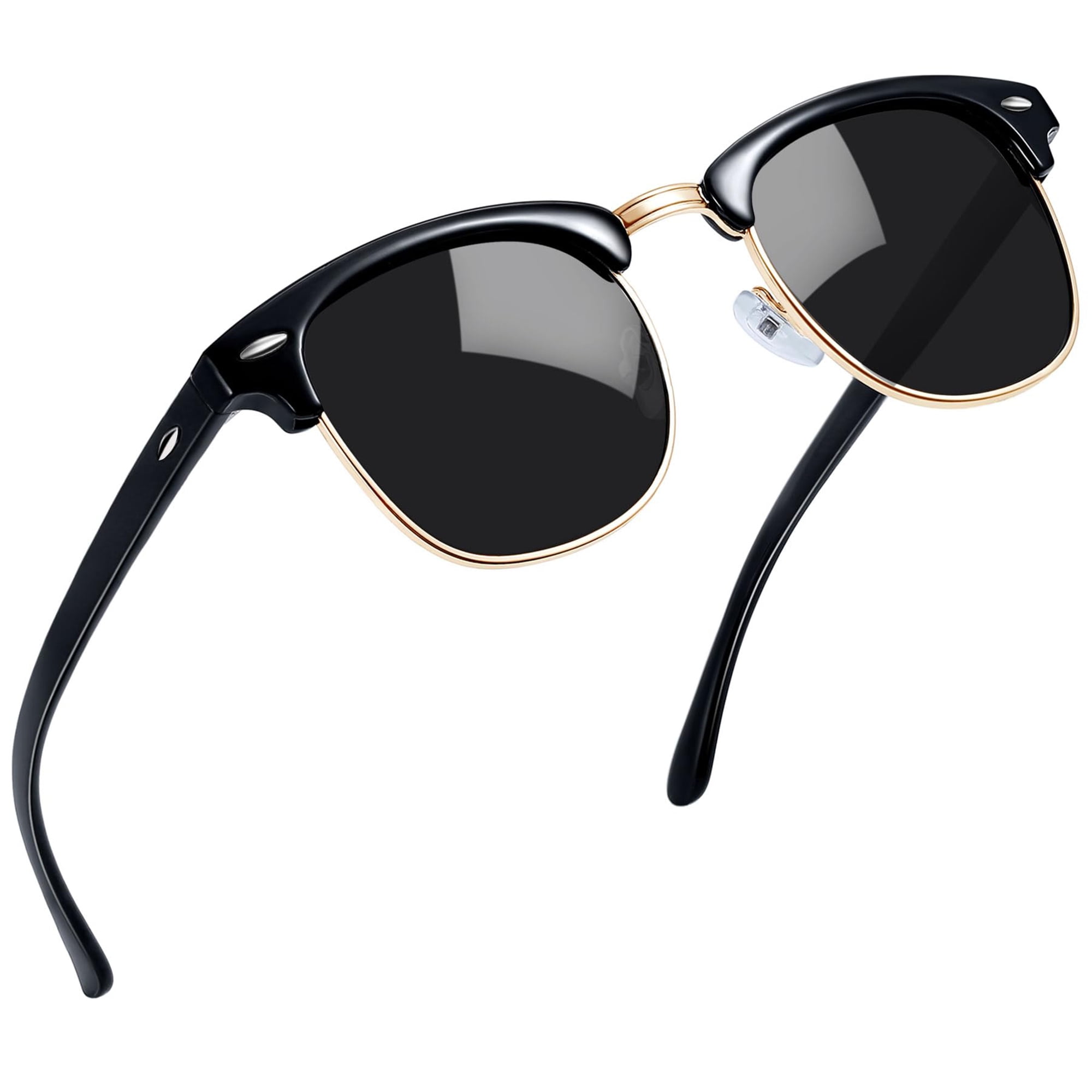 Joopin Vintage Semi Rimless Sunglasses Half Frame Sun Glasses Polarized UV Protection Shades for Women Men(Black)