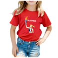 thumbnail image 1 of T-Shirts Garçons Unisexes Mode Été Imprimé Tee Drôle Manches Courtes Col Rond T-Shirt Haut T-Shirts à Manches Courtes Garçon Rouge 10 Ans-11 Ans, 1 of 4